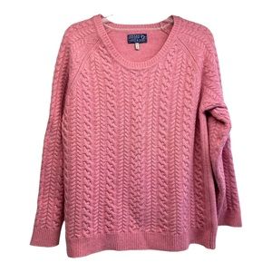 Joules knitwear sweater cable knit pullover longsleeve size 10 pink wool